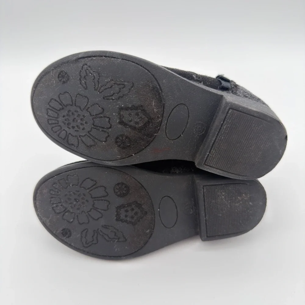 Jumping Beans Luella Toddler Girls Black Glitter Ankle Boots Side Zip Size 9M